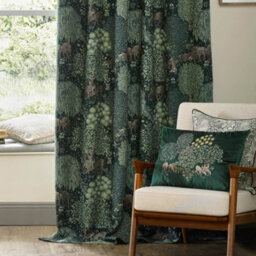 Morris & Co Brook Woodland Jacquard Room Darkening Pencil Pleat Curtain Pair Forest Green (W)168Cm X (D)137Cm - thumbnail 4