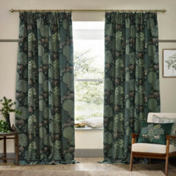 Morris & Co Brook Woodland Jacquard Room Darkening Pencil Pleat Curtain Pair Forest Green (W)168Cm X (D)137Cm - thumbnail 2