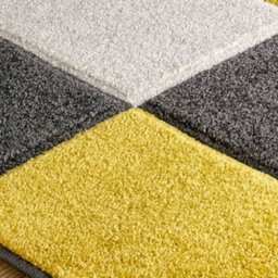 Melrose Salerno Omega Yellow Blocks Patterned Design X-Large Indoor Area Rug 200/285Cm - thumbnail 2