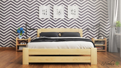 Nodax King Bed Frame, F1, Solid Pine Wood, Easy Assembly, Sturdy Slats & Extra Support Legs, 5Ft, Pine Finish - image 1