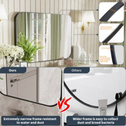 Artloge 60X90Cm Decorative Wall Mirror Bathroom Mirror Premium Aluminium Frame Matte Black - thumbnail 3