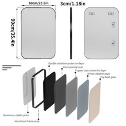 Artloge 60X90Cm Decorative Wall Mirror Bathroom Mirror Premium Aluminium Frame Matte Black - thumbnail 2