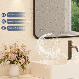 Artloge 60X90Cm Decorative Wall Mirror Bathroom Mirror Premium Aluminium Frame Matte Black - thumbnail 7