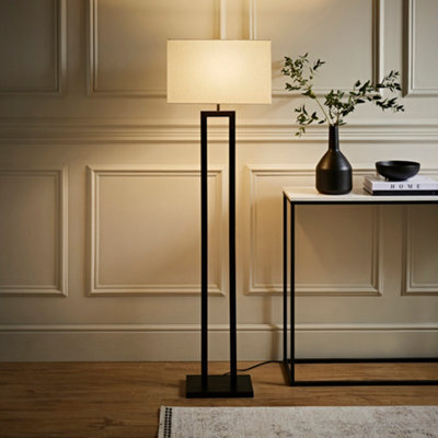 Valuelights Gloria Black Double Stem Metal Floor Lamp With Rectangular Lamp Shade - image 1