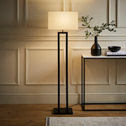 Valuelights Gloria Black Double Stem Metal Floor Lamp With Rectangular Lamp Shade