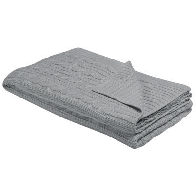 Beliani Blanket Anamur Cotton 110 X 180 Cm Light Grey - image 1