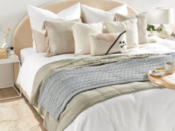 Beliani Blanket Anamur Cotton 110 X 180 Cm Light Grey - thumbnail 2