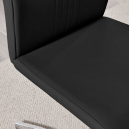 Furniturebox Set Of 2 - Willow Premium Dining Chairs - Black Faux Leather Chrome Leg Dining Chairs - Kitchen Dining Room Chairs - thumbnail 6