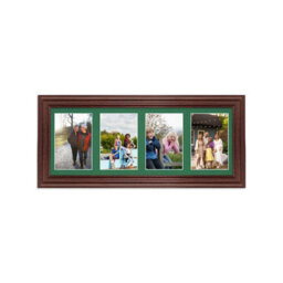 AK Frames 50X20Cm Rose Wood Classic Multi Photo Frame With Emerald Mount - Holds 4 Apertures (4X) 6X4 Photos - thumbnail 1