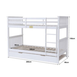 Flair Wooden Zoom Bunk Bed With Trundle - White - thumbnail 9