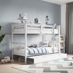 Flair Wooden Zoom Bunk Bed With Trundle - White - thumbnail 1