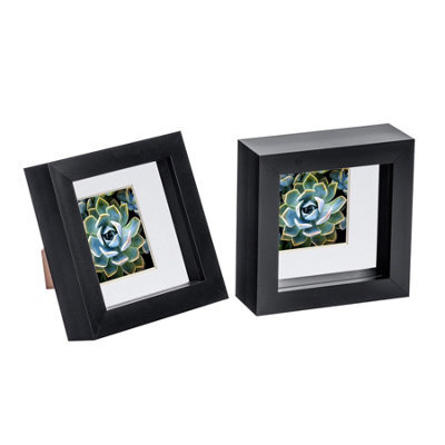 "Nicola Spring 4 X 4"" Photo Frames - Black/white Mount - 3D Picture Frame Box Portrait Display Case (12.5 X 12.5Cm) Set Of 2" - image 1