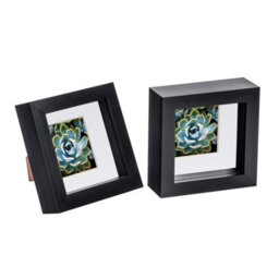 "Nicola Spring 4 X 4"" Photo Frames - Black/white Mount - 3D Picture Frame Box Portrait Display Case (12.5 X 12.5Cm) Set Of 2" - thumbnail 1