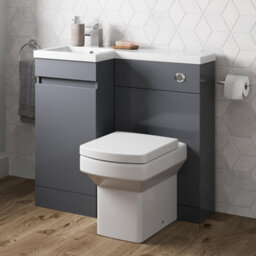 Affine Bathroom Vanity Unit Basin Sink 900mm Toilet Combined Furniture Left Hand Grey - thumbnail 2