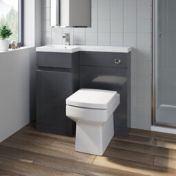 Affine Bathroom Vanity Unit Basin Sink 900mm Toilet Combined Furniture Left Hand Grey - thumbnail 1