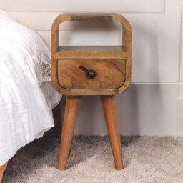 Artisan Furniture Solid Wood Extra Mini Oakish Curve Open Slot Bedside - thumbnail 1