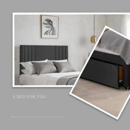 Black Plush Sawana 3Ft Single Bed With 20 Inch Headboard With Mattress And 2Drawers - thumbnail 2