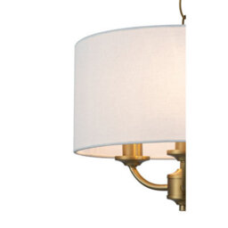 Cosylyte Winston 3 Light Classic Faux Linen Outer Shade Pendant Light - Brass - thumbnail 5