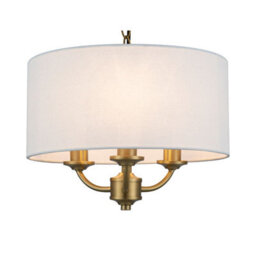 Cosylyte Winston 3 Light Classic Faux Linen Outer Shade Pendant Light - Brass - thumbnail 7