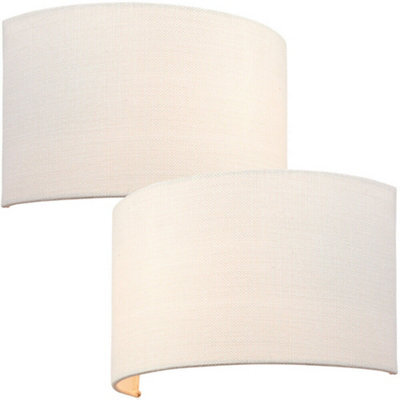 2 Pack Fabric Led Wall Light Vintage White Semi Circle Linen Shade Lamp Fitting - image 1