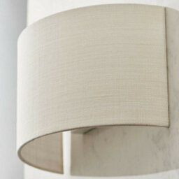2 Pack Fabric Led Wall Light Vintage White Semi Circle Linen Shade Lamp Fitting - thumbnail 5
