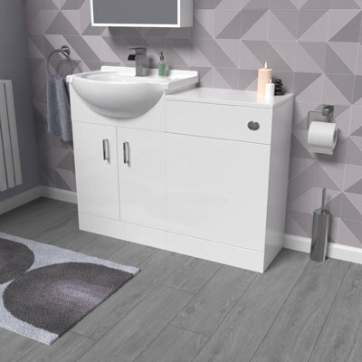 Nes Home Freestanding 1050mm White Vanity Unit With Basin & Wc Unit - image 1
