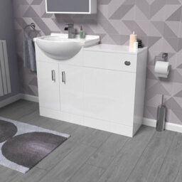 Nes Home Freestanding 1050mm White Vanity Unit With Basin & Wc Unit - thumbnail 1