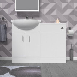 Nes Home Freestanding 1050mm White Vanity Unit With Basin & Wc Unit - thumbnail 2