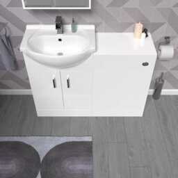 Nes Home Freestanding 1050mm White Vanity Unit With Basin & Wc Unit - thumbnail 3