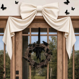 Amorly 48In Oversized Giant Beige Bow, Gothic Hanging Decor For Halloween, Mantel, Entryway,wall,christmas Tree Topper & Party Decoration - thumbnail 8