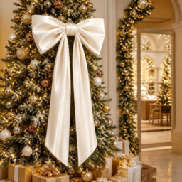 Amorly 48In Oversized Giant Beige Bow, Gothic Hanging Decor For Halloween, Mantel, Entryway,wall,christmas Tree Topper & Party Decoration - thumbnail 7