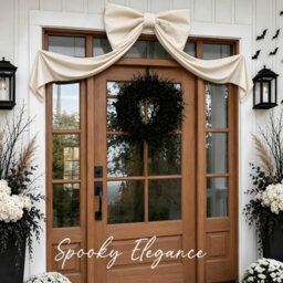 Amorly 48In Oversized Giant Beige Bow, Gothic Hanging Decor For Halloween, Mantel, Entryway,wall,christmas Tree Topper & Party Decoration - thumbnail 3