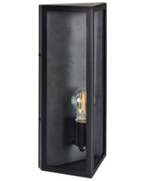 Beliani Matte Black Outdoor Led Wall Light Sconce Ip44 - Warm White Led, Iron Frame, Clear Glass Panels, W18 X D14 X H41 Cm - thumbnail 2