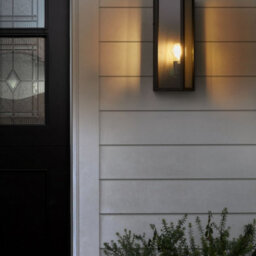 Beliani Matte Black Outdoor Led Wall Light Sconce Ip44 - Warm White Led, Iron Frame, Clear Glass Panels, W18 X D14 X H41 Cm - thumbnail 1