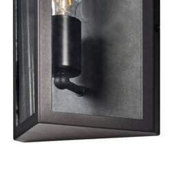 Beliani Matte Black Outdoor Led Wall Light Sconce Ip44 - Warm White Led, Iron Frame, Clear Glass Panels, W18 X D14 X H41 Cm - thumbnail 4