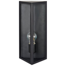 Beliani Matte Black Outdoor Led Wall Light Sconce Ip44 - Warm White Led, Iron Frame, Clear Glass Panels, W18 X D14 X H41 Cm - thumbnail 3