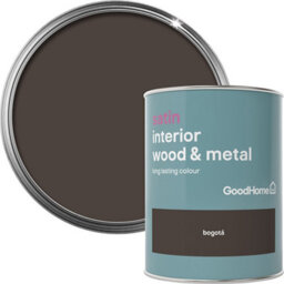 GoodHome Bogotá Satin Interior Metal & Wood Paint, 750Ml