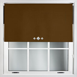 Furnished Thermal Blackout Roller Blinds With Triple Diamond Eyelets & Metal Fittings - Brown (W)105Cm (L)165Cm - thumbnail 1