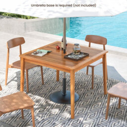 Costway Outdoor Acacia Wood Dining Table 100 X 100Cm Patio Bistro Table With Umbrella Hole - thumbnail 6