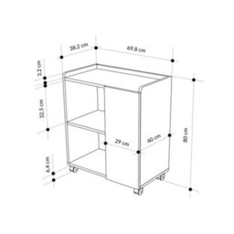 Decortie Modern Zeo Sideboard Cabinet 70X40X80Cm 1 Door Storage 4 Compartments With 4 Heels Natural Oak, Room, Office - thumbnail 3