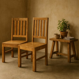 Wyld Haus Manila Set Of 2 Light Mango Wood Slat Back Dining Chairs - thumbnail 1