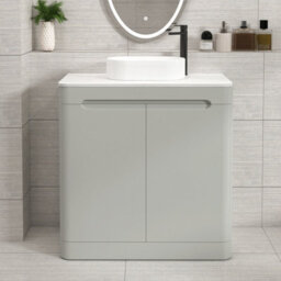 Royal Bathrooms Venice 800mm Dove Grey Freestanding Bathroom Countertop Vanity Unit 2 Door With Lyon Basin - thumbnail 1