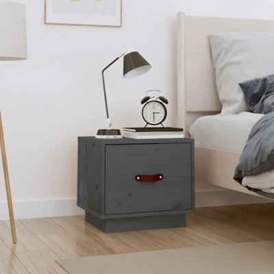 Berkfield Bedside Cabinet Grey 40X34X35 Cm Solid Wood Pine - image 1