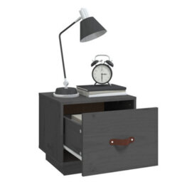 Berkfield Bedside Cabinet Grey 40X34X35 Cm Solid Wood Pine - thumbnail 4