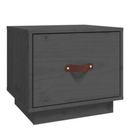 Berkfield Bedside Cabinet Grey 40X34X35 Cm Solid Wood Pine - thumbnail 2