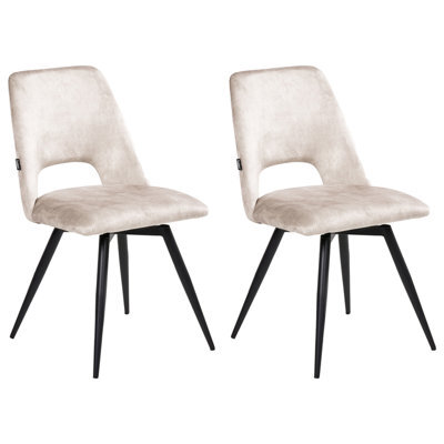 Beliani Set Of 2 Dining Chairs Swivel Hallett Velvet Light Beige - image 1