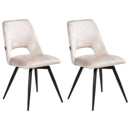 Beliani Set Of 2 Dining Chairs Swivel Hallett Velvet Light Beige - thumbnail 1