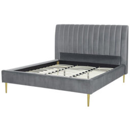 Beliani Bed Velvet Marville 180 X 200 Cm (Eu Super King) Grey - thumbnail 6