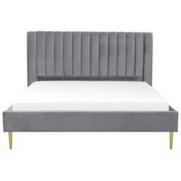 Beliani Bed Velvet Marville 180 X 200 Cm (Eu Super King) Grey - thumbnail 4