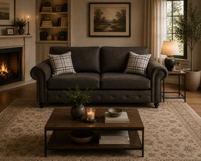 SC FURNITURE LIMITED Dark Grey Fabric 3 Seater Sofa Oldham - image 1